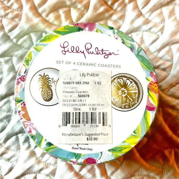 Lilly Pulitzer Ceramic Coasters Set - Blue, Green, Pink - Picture 7 of 7